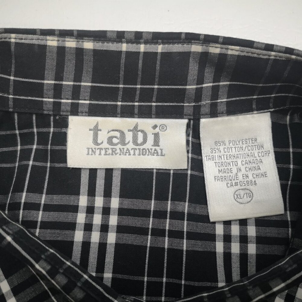 Tabi International Ladies Size XL Black Grey & White Plaid Shirt - Picture 3 of 7